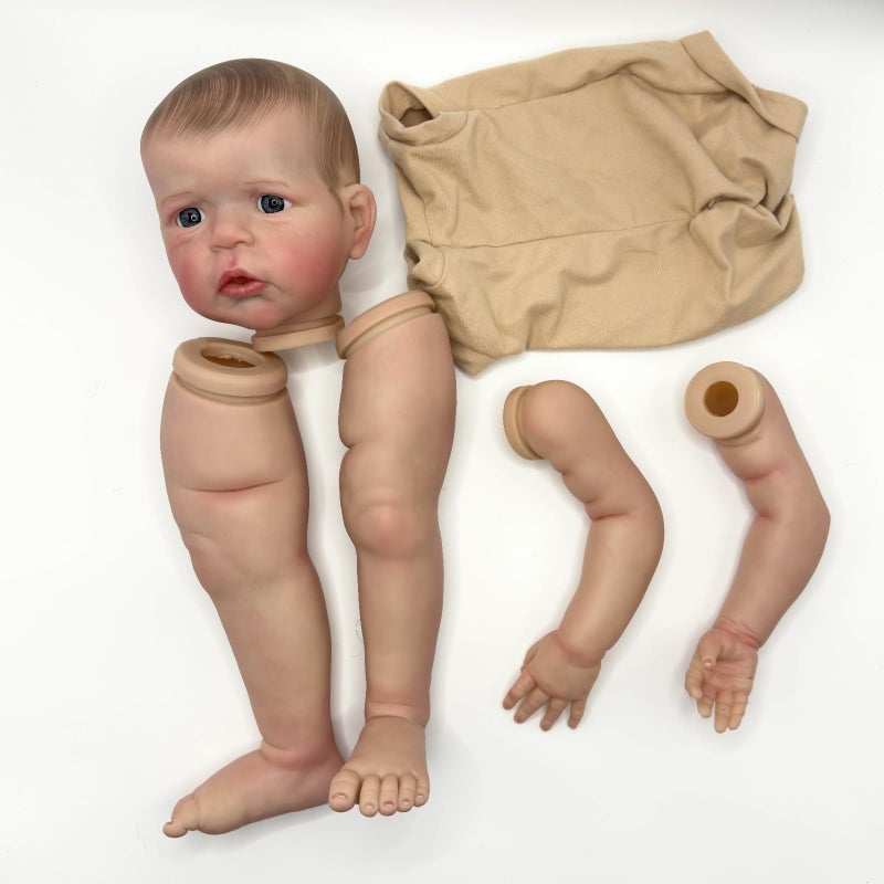 TERABITHIA 24Inches Hand Draw Hair Already Painted Kits Realistic Reborn Baby Doll Parts with Detailed Painting Veins Lifelike Newborn Awake Doll Kits Cloth Body and Eyes Included - Image 3